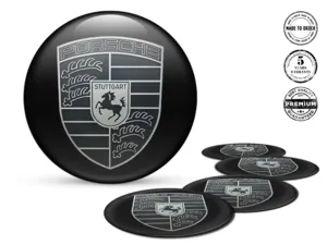 Porsche Logo Autocollant Silicone Insignes Bombés de Luxe
